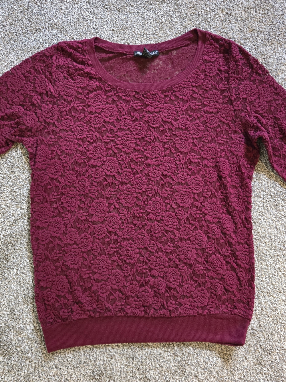 American Dream Wine Lace Knit Top